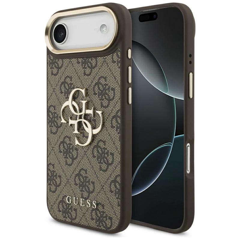 Funda para Apple iPhone 17 Air, Guess, Big 4G Logo Classic, Marrn Dorado.