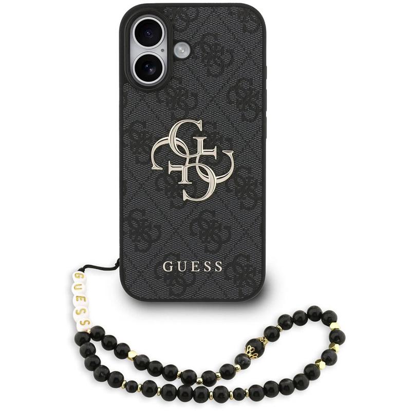 Funda para Apple iPhone 17, Guess, 4G Classic Logo con Correa, Negra