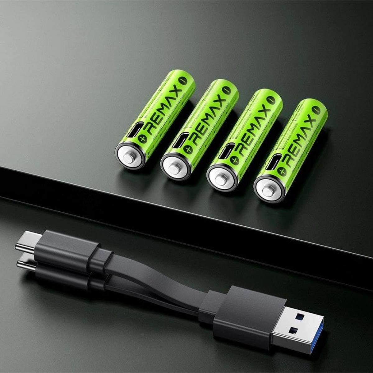 Remax AA/AAA USB Type C Rechargeable Lithium Battery 4pc Set