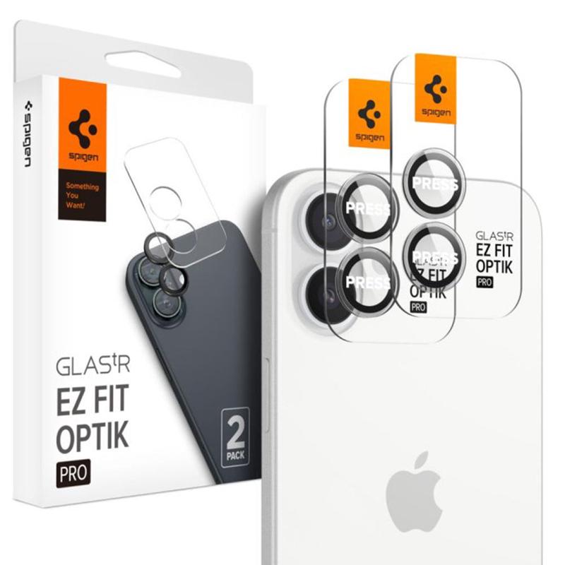 Spigen EZ FIT Pelcula Protectora Cmara Trasera para Apple iPhone 16 Plus / 16, Cristal Protegido, Set 2 piezas, Transparente AGL07921
