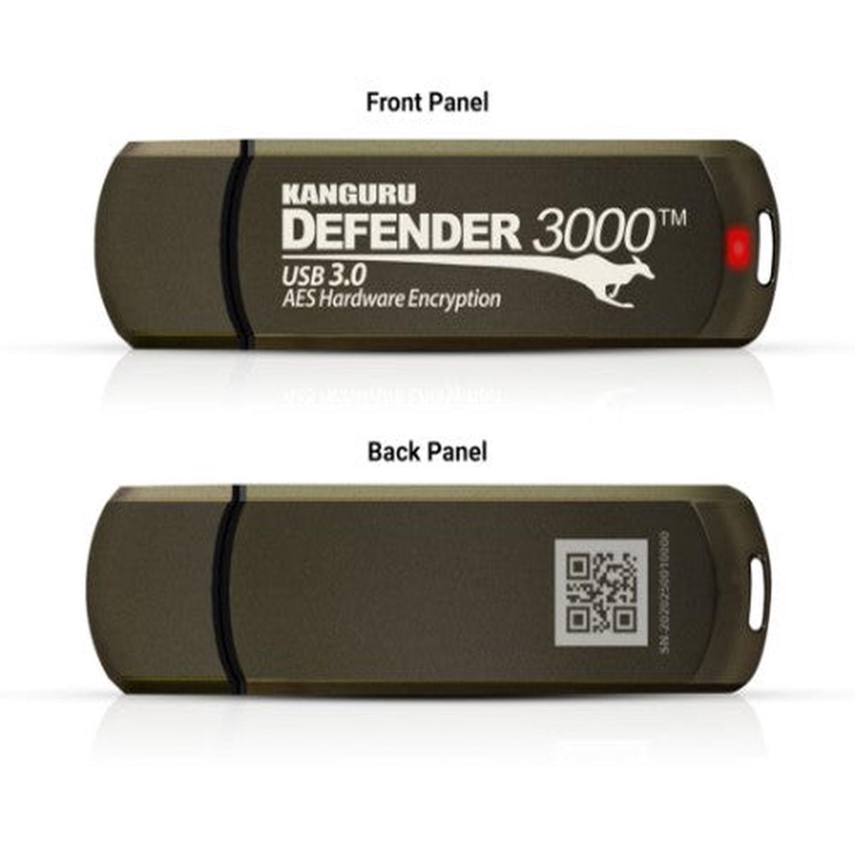 iStorage Kanguru Defender 3000 USB flash drive 128 GB USB Type-A 3.2 Gen 1 (3.1 Gen 1) Brown