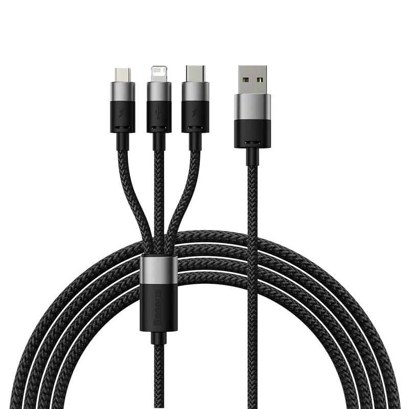 Cable de carga USB-A - Lightning / microUSB / USB-C Baseus StarSpeed 3in1, 18W, 1,2m, Negro CAXS000001 CAXS000001