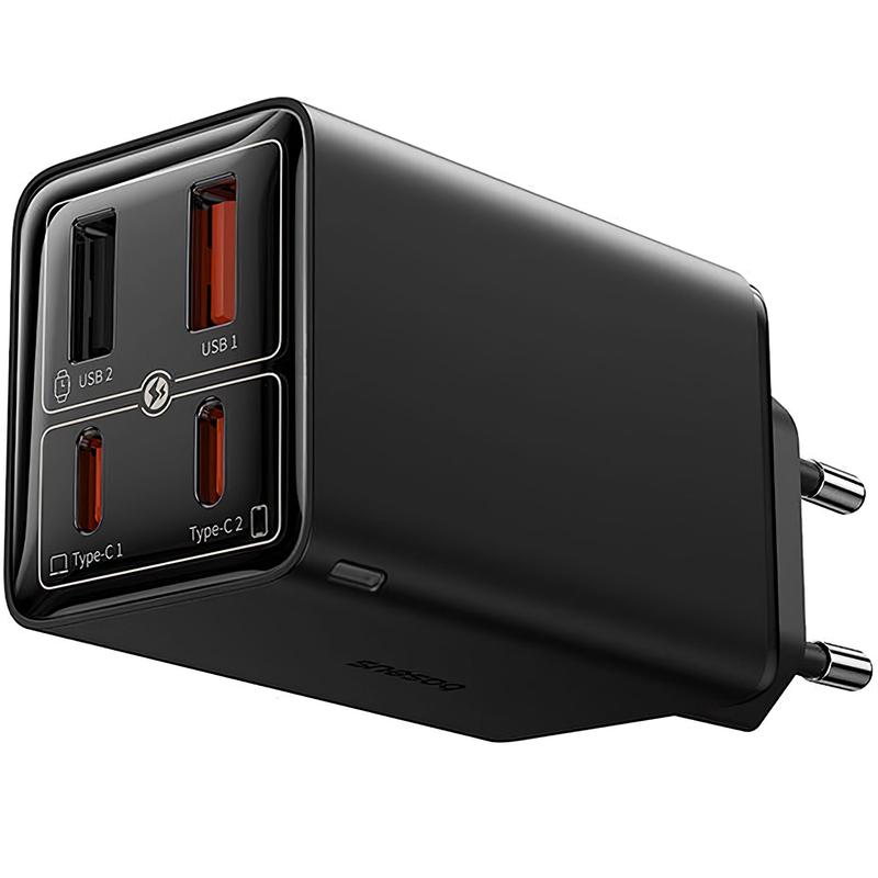 Cargador de red con cable USB-C Baseus GaN6 Pro USB-C, 100 W, 3,25 A, 2 x USB-A - 2 x USB-C, negro P10162705112112-00
