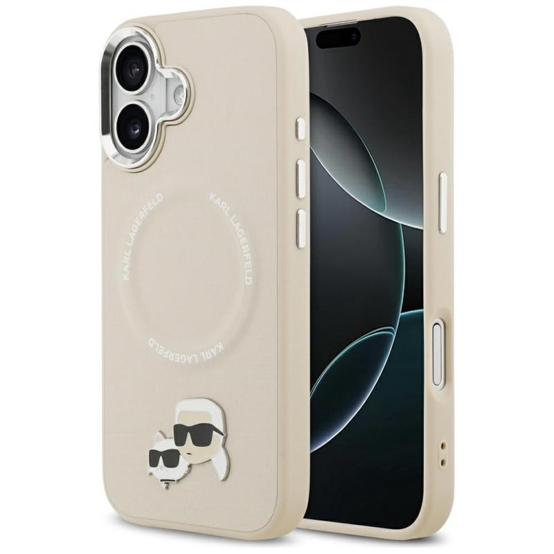 Funda MagSafe para Apple iPhone 17, Karl Lagerfeld, Karl & Choupette Pins, Beige