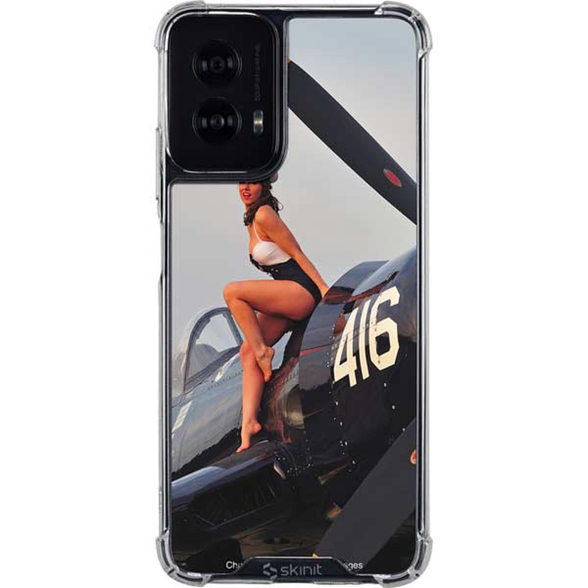 1940s Navy Pin-Up Girl On Corsair Fighter Plane Moto G Power 5G (2024) Clear Case