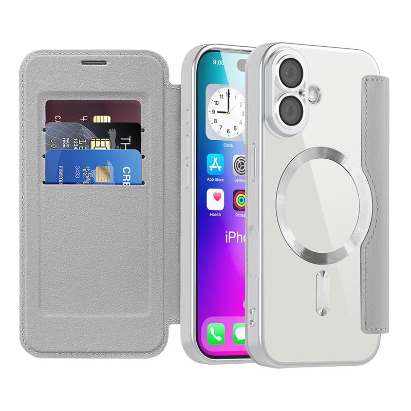 Funda MagSafe para Apple iPhone 17, Techsuit, SmartMag Book, Gris