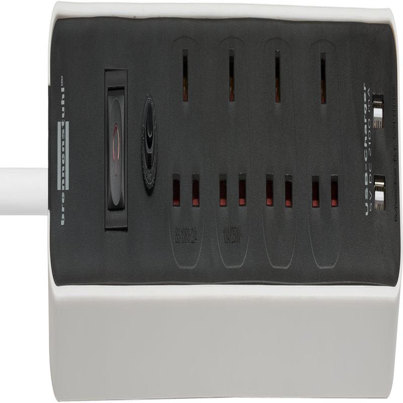 EXTENSION SOCKET UK 4 WAY+2 USB 2100mA 3M WHT/BLK