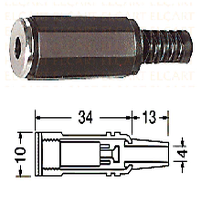 JACK SOCKET IN LINE 3.5mm 4 POLE PLASTIC