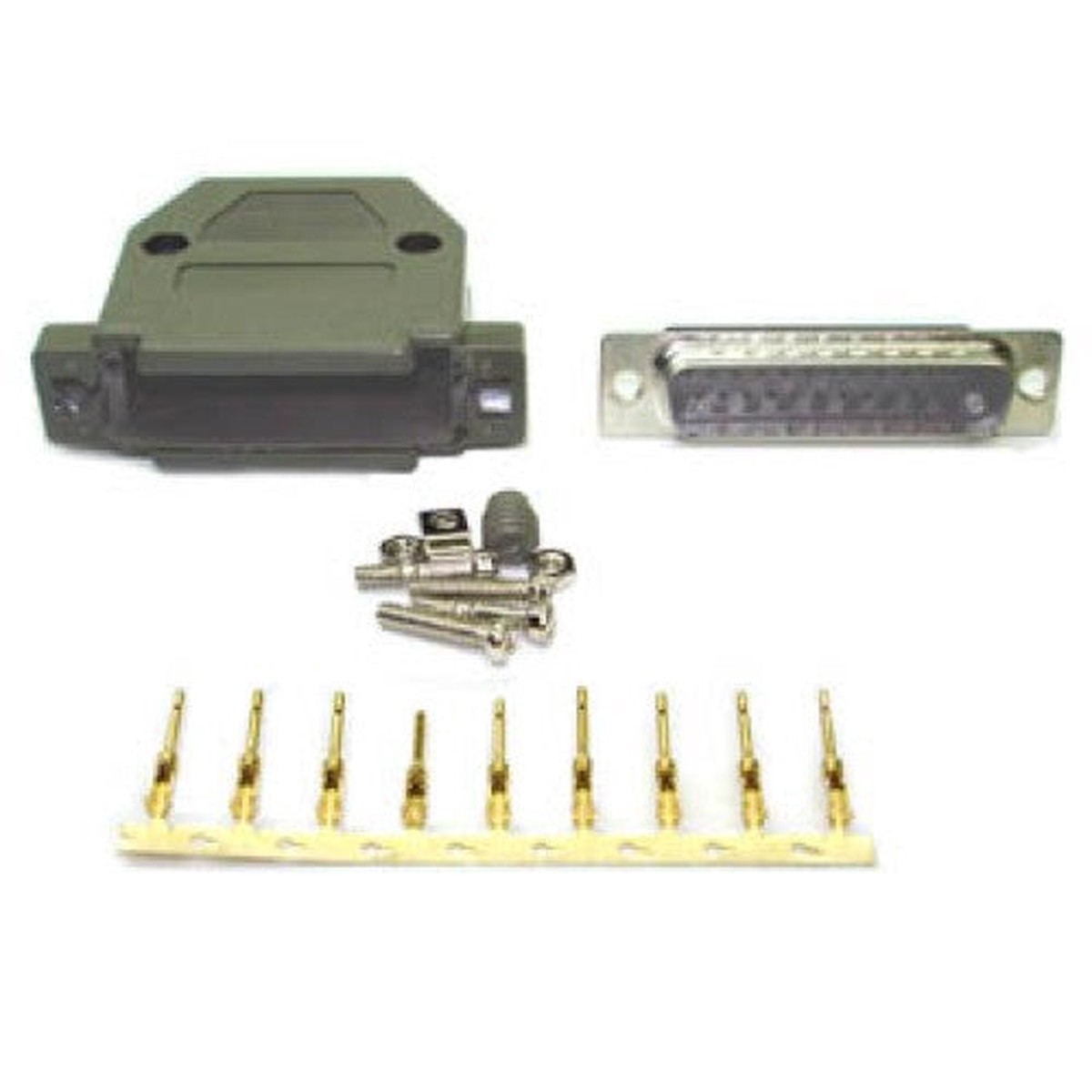 Z-6525 - DB25M CRIMP W/PLASTIC HOOD GREY AND PINS