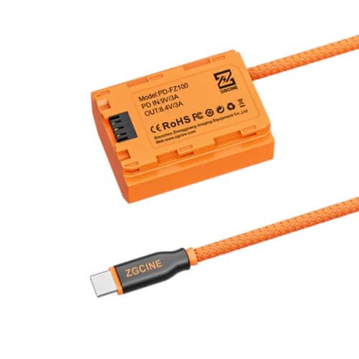 ZGCINE USB-C PD to FZ-100 Dummy Battery Cable Provides continuous power supply for cameras during shooting and long recording sessions